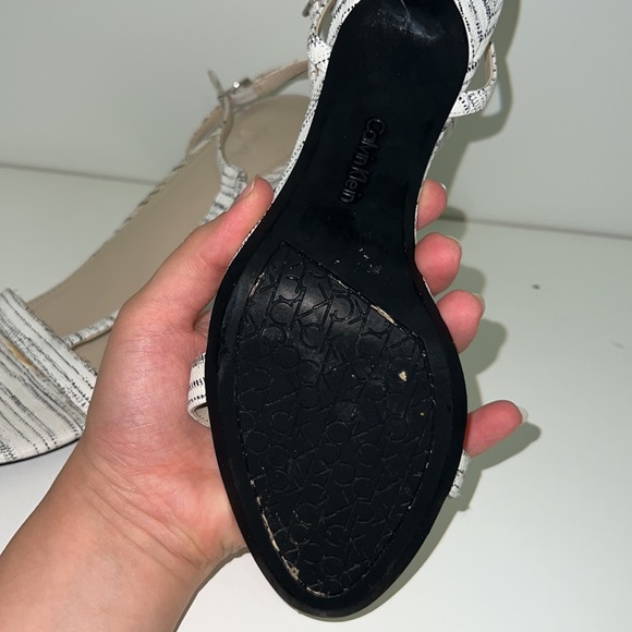 Calvin Klein White and Black Strappy Stiletto Short Heel - Picture 3 of 4